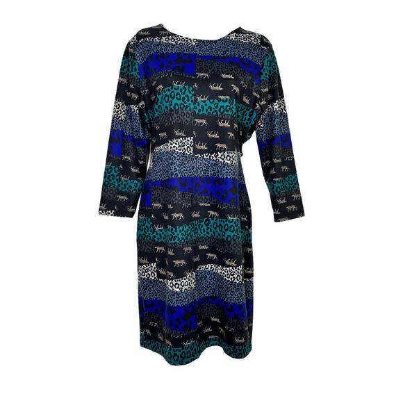 Victoria Secret Bodycon Animal Cheetah Print Little Black Dress Size Large - Picture 2 of 11